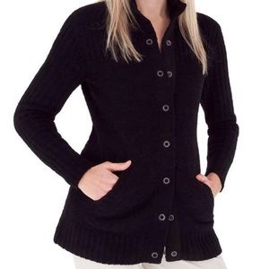 REI ROYAL ROBBINS Chenille Cardigan Sweater Black